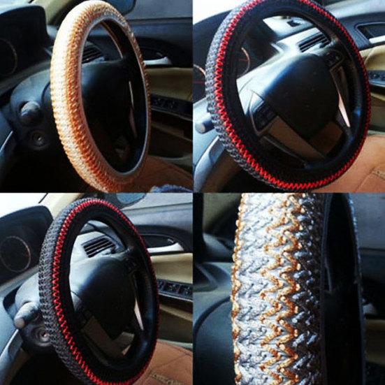 Summer Ice Silk Car Breathable Anti-Slip Steering Wheel Cover Guard Protector