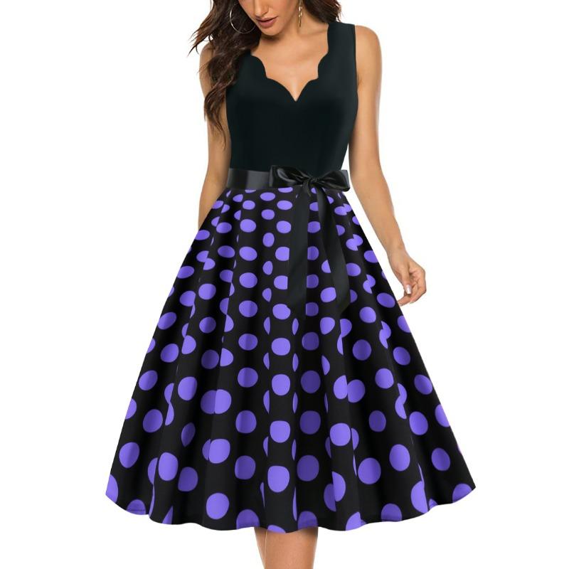 QICED Fashion Summer Spring Sleeveless V-Neck Casual Dresses