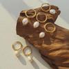 French Retro Freshwater Pearl Hoops, Titanium Steel 18K Gold-Plated Earrings - Cold Style