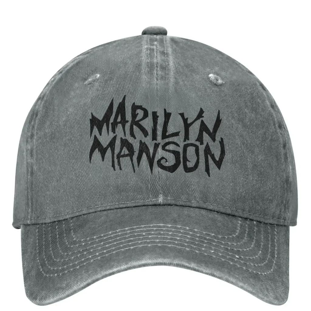 Marilyn Manson Black Metal Music Unisex Style Baseball Caps Distressed Cotton Caps Hat Classic Outdoor Workouts Headwear