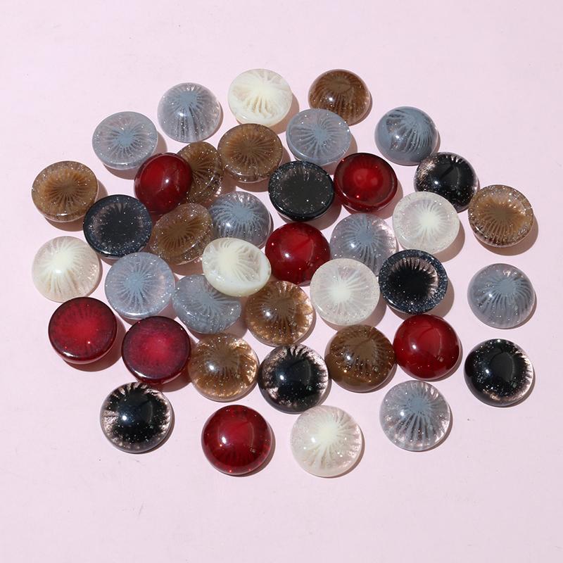 50pcs 12mm Random Colors Mix Resin Cabochons Cameo Flat Back Round DIY Jewelry Making Accessories Findings for Earrings Necklace