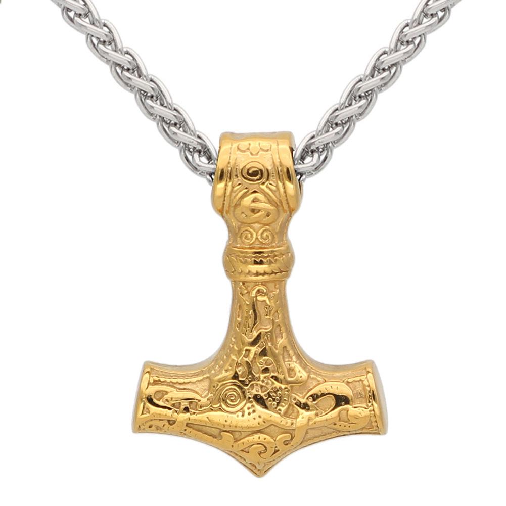 Halsband med Hänge i Rostfritt Stål: Triquetra & Tors Hammare