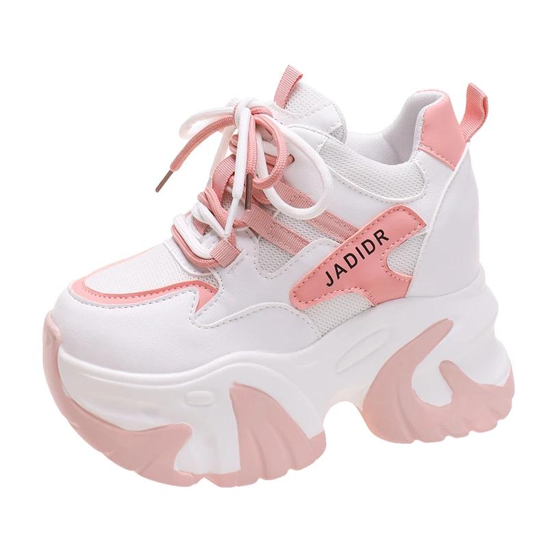 Mode 10,5CM Damen Leder Chunky Sneaker Neuer Herbst Versteckte Absätze Lässiger Sport Papa Schuhe Dicke Sohle Plateau Atmungsaktiver Sneaker Frau