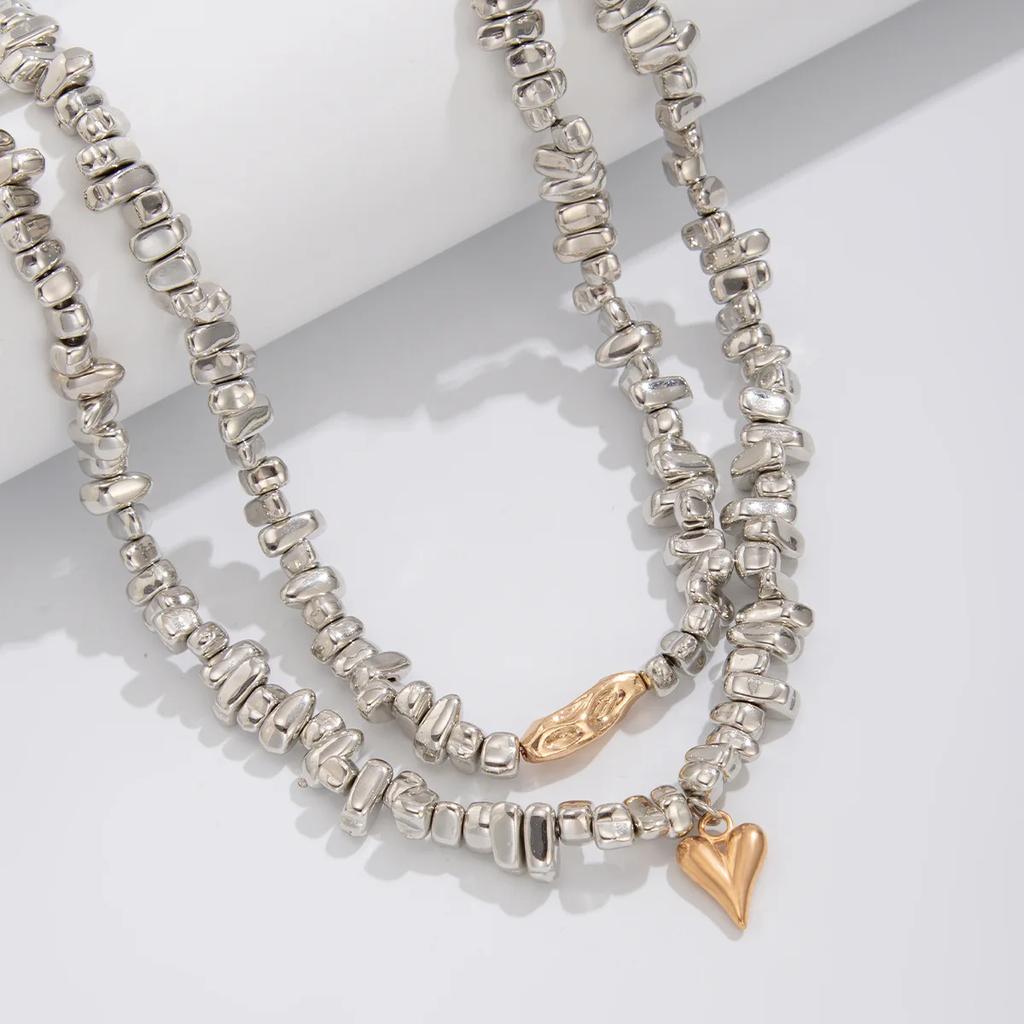 New Vintage CCB Bead Irregularity Unique Design Heart-Shaped Pendant Necklace Sets for Woman Fashion Necklace  Holiday