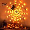 Realistic Spider Web for Home 47" Halloween Light Up with LED Lights, Giant Festive Holiday Atmosphere Supplies Cobweb Decoration Remote Control