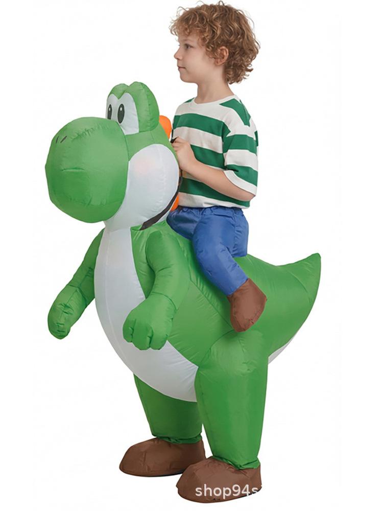 Nadmuchiwany Kostium Dinozaura Yoshi do Jazdy dla Dorosłych Dzieci Halloween Cosplay Nadmuchiwany Kostium T-Rex do Jazdy