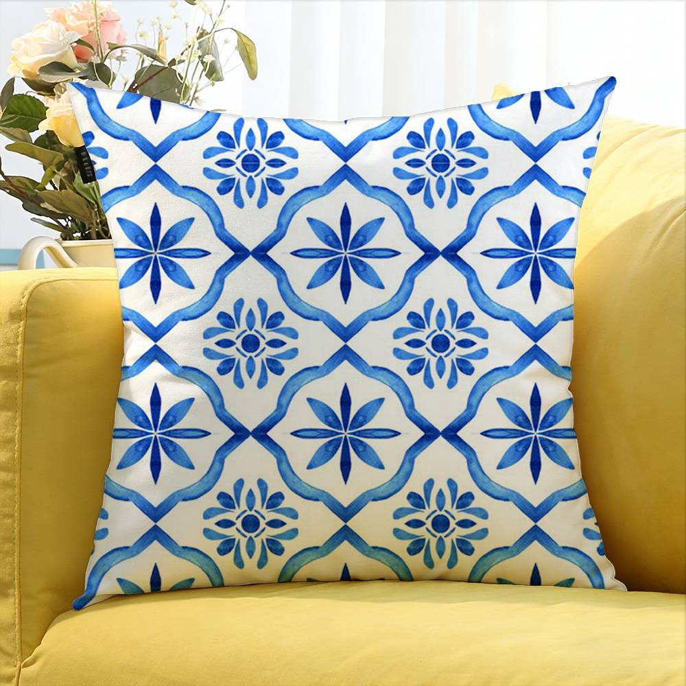 For Turkish Tile Watercolor Painting World Various Sizes Square Pillow Case For Car Home Bedchamber Decor