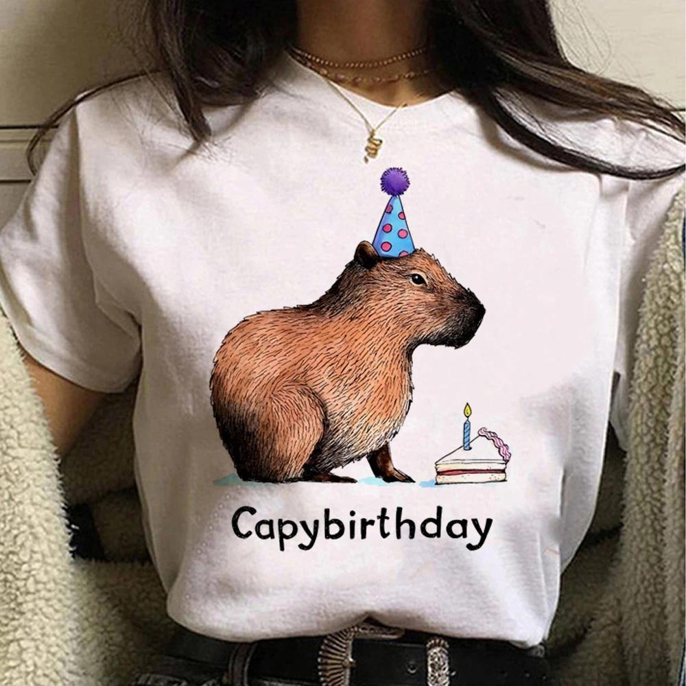 Cute Capybara Clothing T-Shirt Unisex Vintage Cartoon T Shirt FeUnisex Casual Anime Top Tees T Shirt Unisexga Unisex Graphic Tee Tops