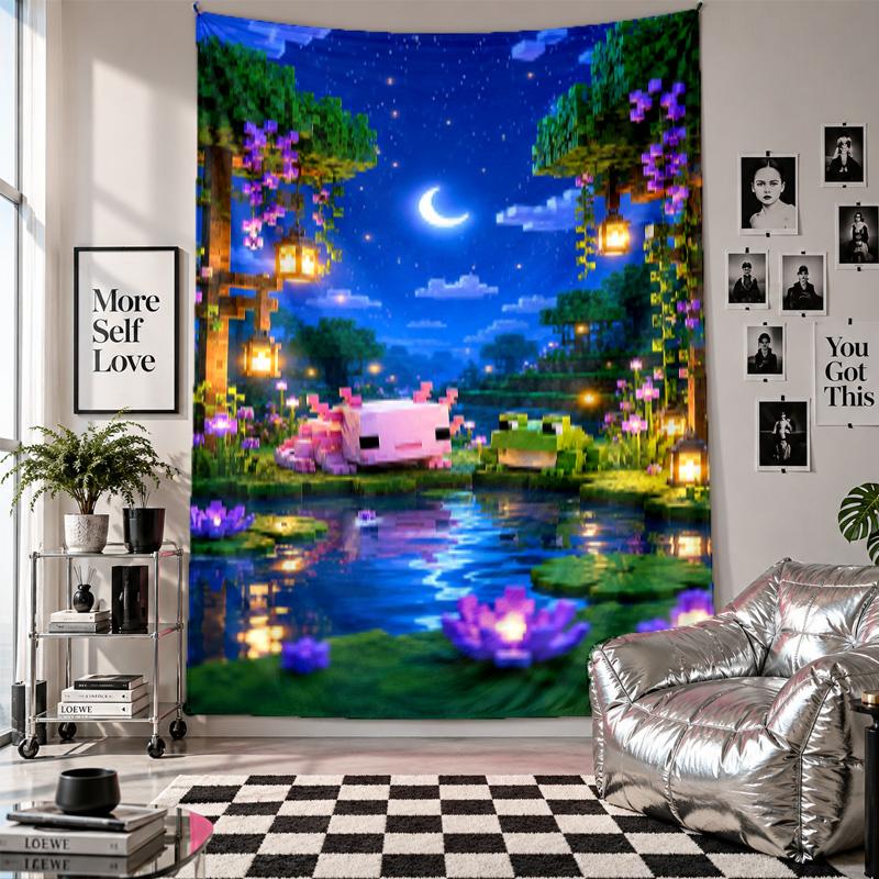 Wall Tapestryminecraft Art Hanging Cloth Decorative Background Cover for Room Decoration