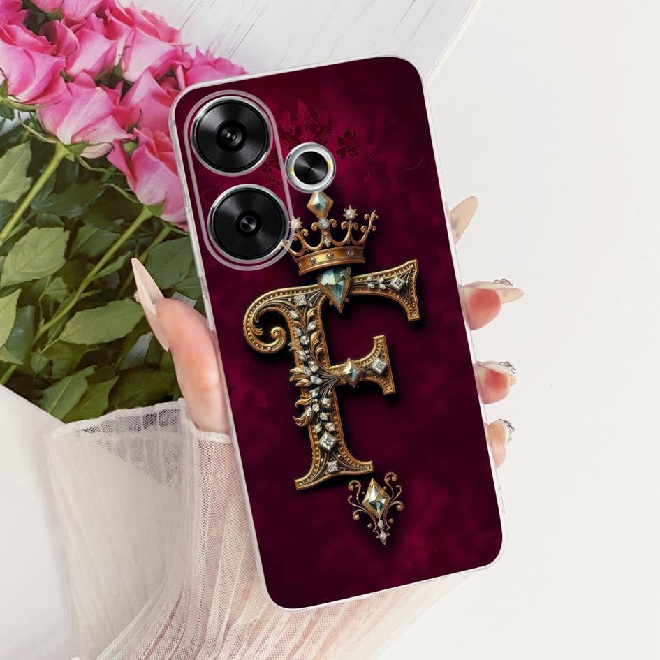 For Xiaomi Poco F6 Case Retro Crown Letters Soft Silicone Couple Phone Cases For Xiaomi Redmi Turbo 3 Fundas Note 13 Turbo Shell