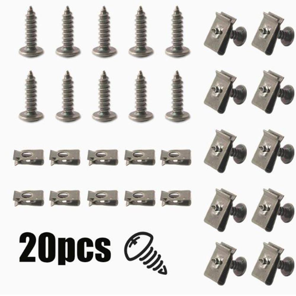 20/40/60Pcs Iron Automotive Screw Fastener Clips Self Tapping Clips Set Motorcycle Accessories