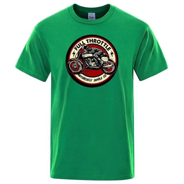 Men's Short Sleeve Loose Cotton T-shirt, Cafe Racer Full Acceleration, Rockabilly Printed Biker, Fashion Casual T-shirt Summer