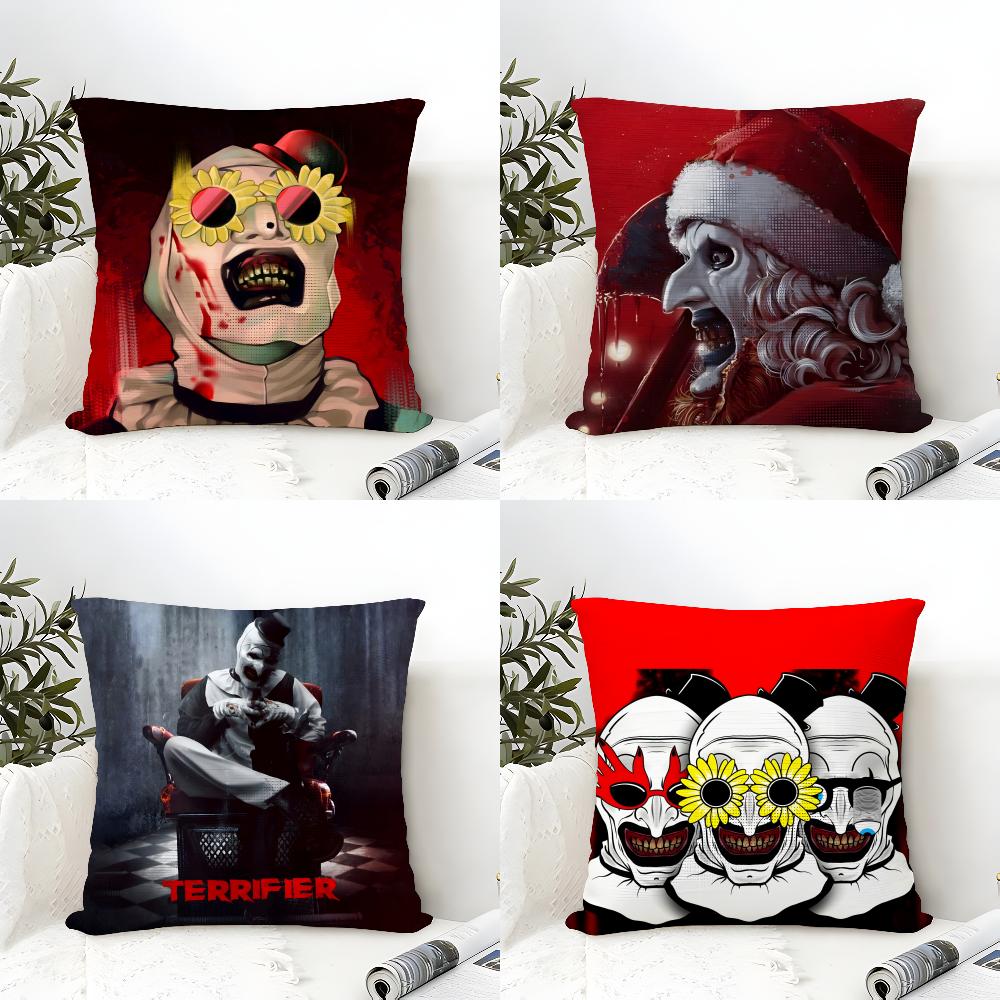 Pillow Case Cotton Linen Fabric Square Zipper Pillowcase Home Decorative Living Room Slasher Film T-Terrifier Horror Movies 3