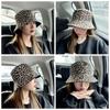 Sunshade Leopard Print Bucket Big Brimmed Fisherman Hat Retro Y2k Bucket Hat Male and Female