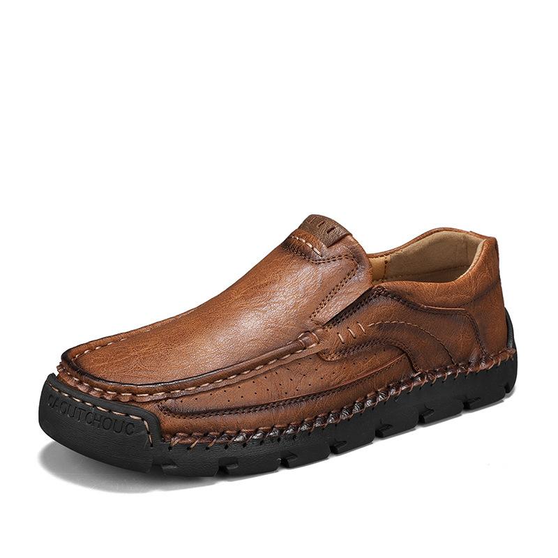 Men Cowhide Flat Shoes Anti Slip Outdoor Walking Shoes Sports Shoes Leather Loafers Soft Leather Men Casual Shoes High-quality