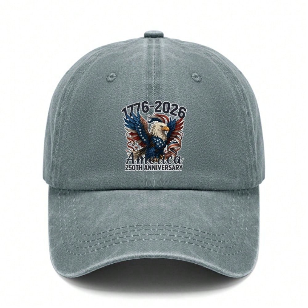 Patriotic Print Baseball Hat - AMERICA 250Th Anniversary Adjustable Vintage Wash Unisex Casual Outdoor Sports Baseball Cap For Patriotic Eve Gift