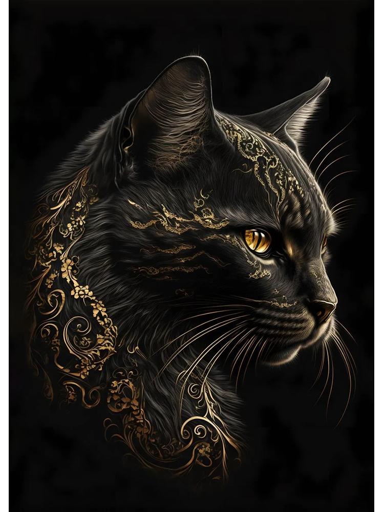 Lupo Polpo Gufo Aquila Animali in nero e oro Poster Pittura su tela Vintage Wall Art per soggiorno Decorazione domestica Cuadros