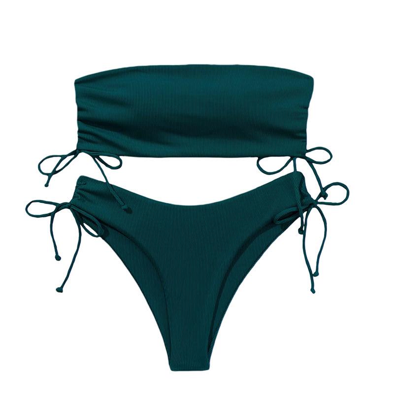 Costum de baie sexy european și american bandeau split - Bikini cu șnur la modă pentru femei