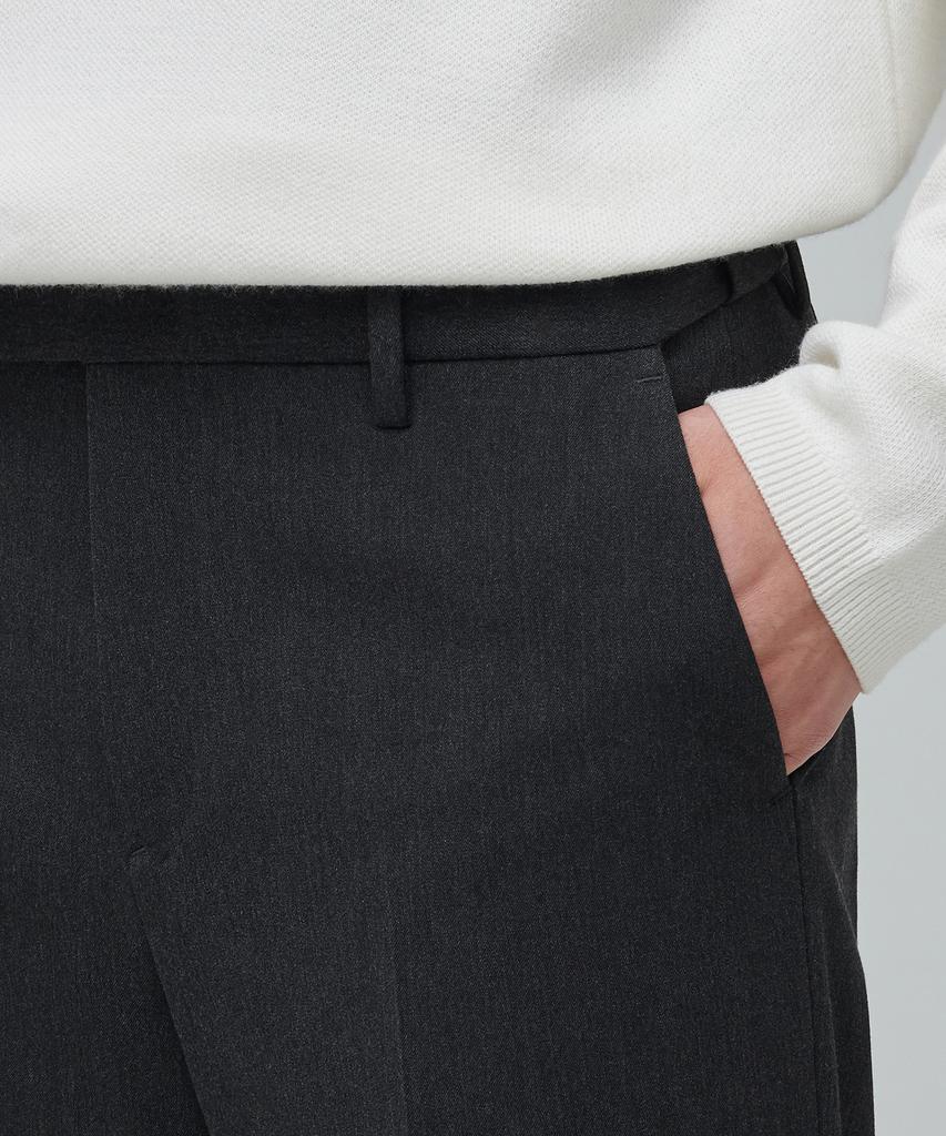 MUSINSA STANDARD Heavyweight Fleece-Lined Wide Hidden Elastic Waist Slacks [Charcoal Gray]