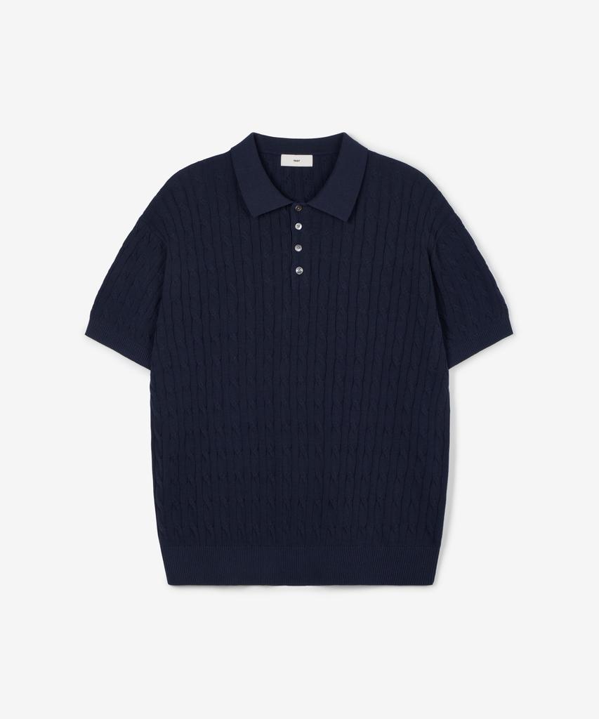 Tienjiti Cable Polo Washable Knit (Navy) Tnsw6E206N2
