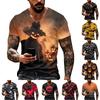 Men's Casual V Neck Short Sleeve Shirt Lightweight Breathable Halloween Pumpkin Print Top Comfortable Fit