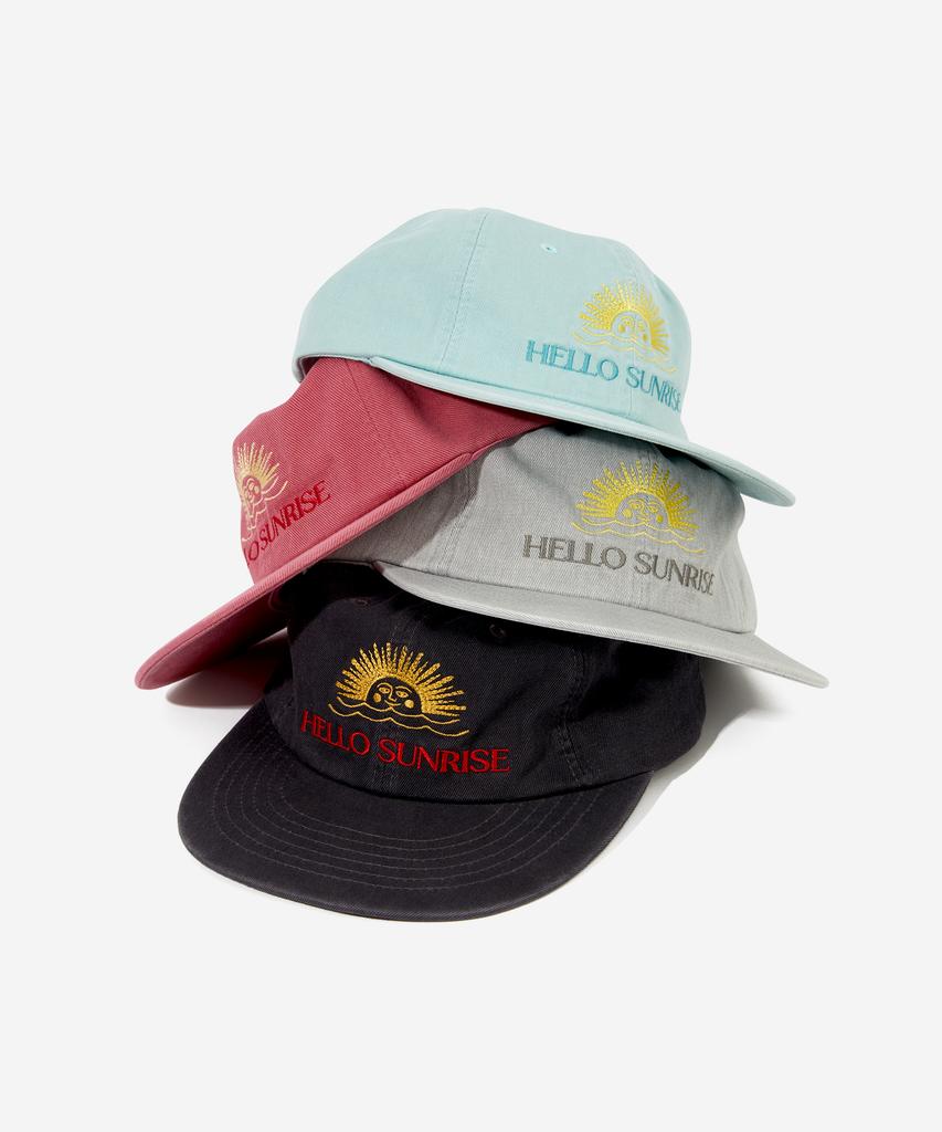 HELLO SUNRISE Washed Two Tone Logo 6Panel Cap_Charcoal