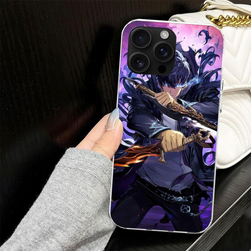 Anime S-Solos L-Levelings Hülle für iPhone 17 Air 16 16E 15 14 11 Pro Max Weiche Handyhülle 12 13 Mini 7 SE 2020 8 Silikon Schwarz