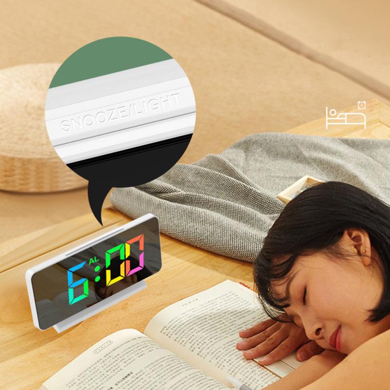 Digital Alarm Clock Colorful Screen Large Display Modern Desk Electronic Clock For Bedroom Home