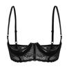 Plus Size Bras Women's Sexy Patent Leather 1/3 Cup Underwired Bra Adjustable Straps Lace Brassiere Lingerie