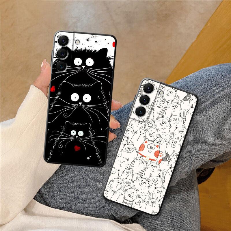 Tpu Soft Case For Samsung Galaxy S20 Fe S9 S21 Plus S23 Ultra 5g S10 S10e S7 S22 S8 S8plus Kim Haskins Cat Black Shell Cover
