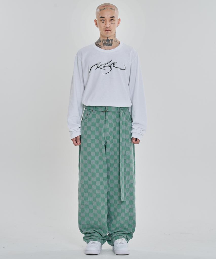 AJOBYAJO Checkerboard Denim Pants [Mint]