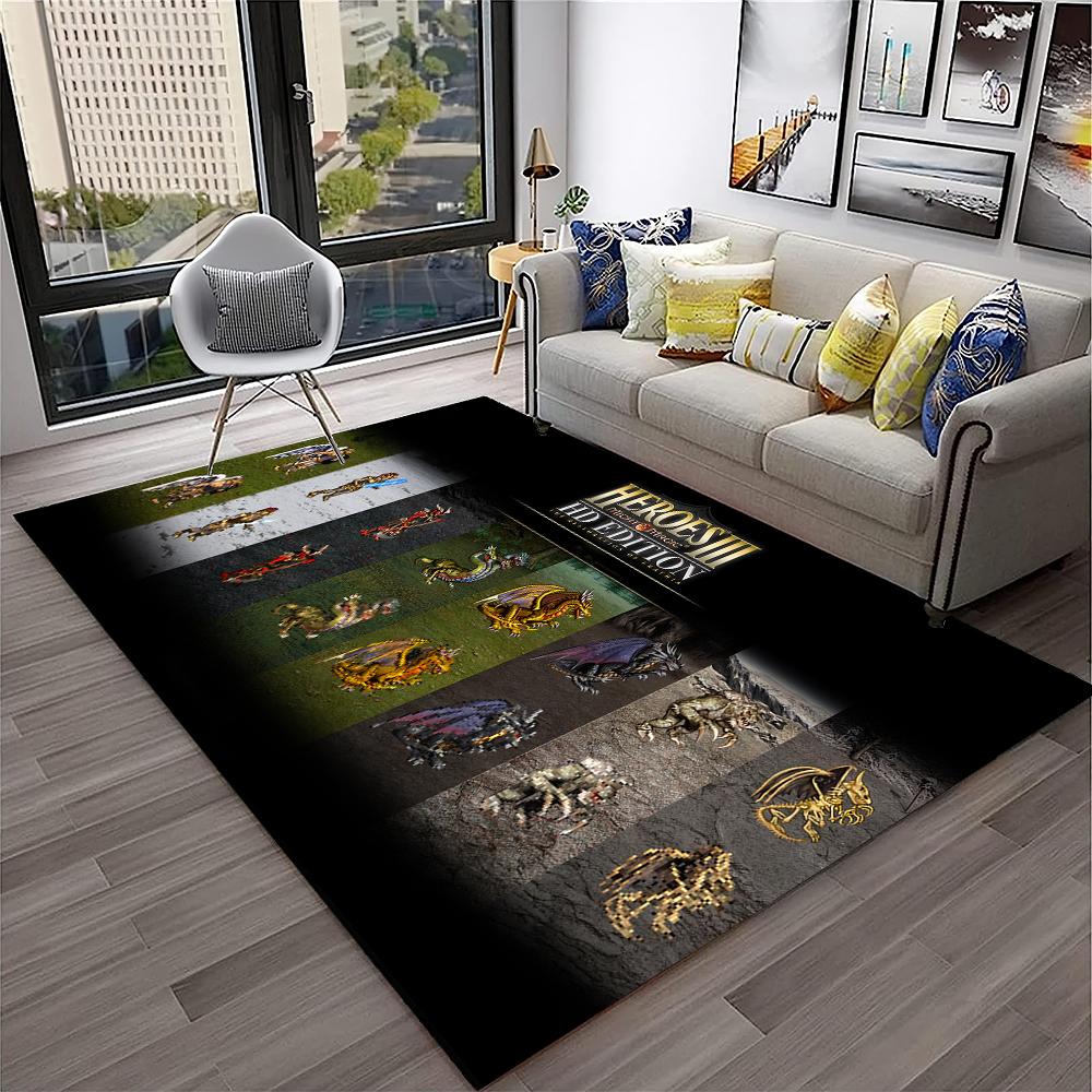 Retro-Spiel Heroes of Might and Magic Teppich für Zuhause Wohnzimmer Schlafzimmer Sofa Fußmatte Dekor, Kinderteppich Rutschfeste Bodenmatte