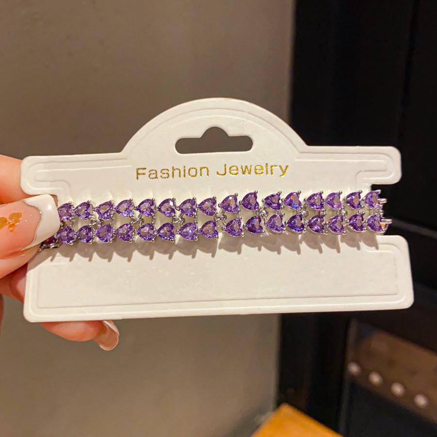 Französisches Zirkon-Herz-Anhänger-Armband mit elegantem Design für Damen im Büro