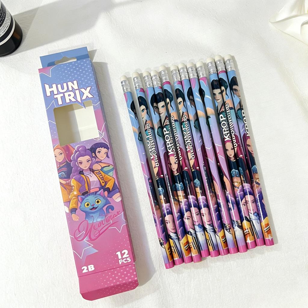 12 Pièces/Ensemble K-POP Chasseurs de Démons Personnage de Film Crayons Noirs Papeterie Périphérique Cadeau conçu pour les Étudiants et les Enfants
