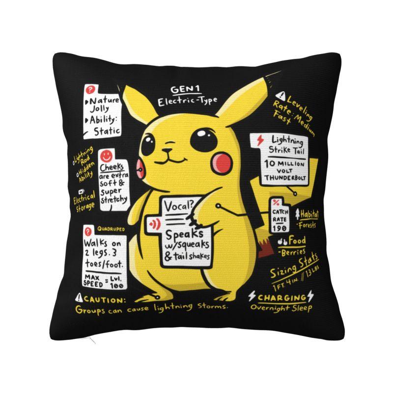 Pielāgotu Pikachu anime spēļu spilvenu pārvalki Karikatūru manga spilvenu pārvalki Dekorācija viesistabai Kvadrātveida spilvendrānas