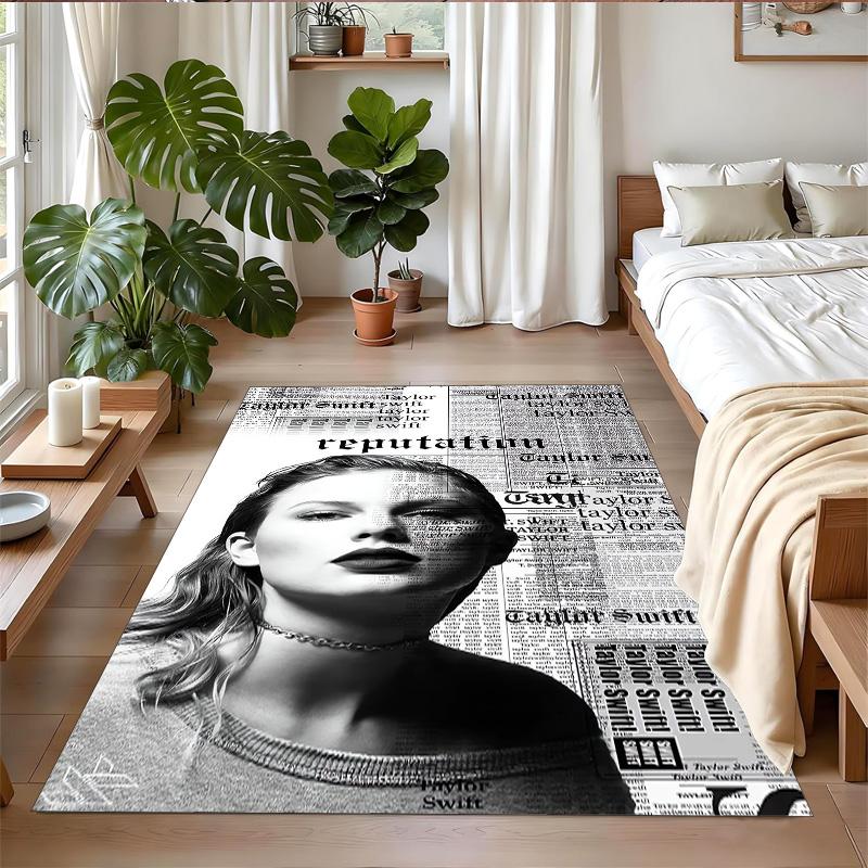 Taylor Swift Print Crystal Velvet Plush Rug Anti?Slip Wear?Resistant Floor Carpet For Indoor Household Home Decoration