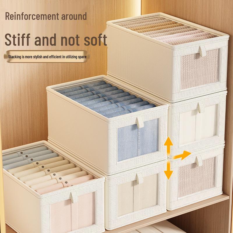 Visible Oxford Cloth Storage Box with Lid – Large Fabric Organizer for Clothes
