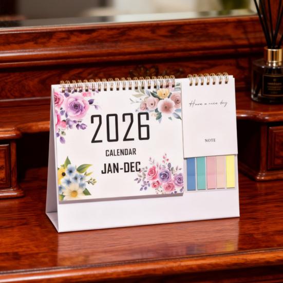 2026 Desk Calendar Small Standing Flip Desktop Calendar Jan. 2026 - Dec. 2026 12