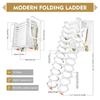 12 Steps Wall-mounted Non-slip Telescopic Extension Folding Ladder 881.85 Lbs Capacity Al-mg Alloy Multi Purpose With Handrails