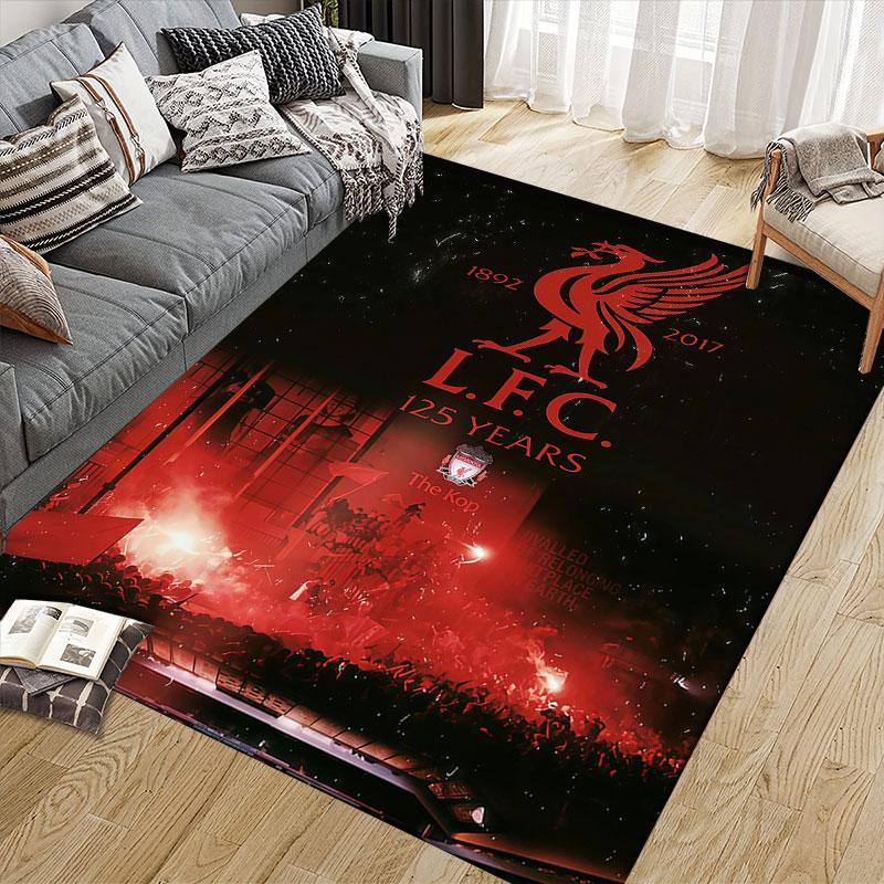 Liverpool Flanel Bedrukt Tapijt, Woonkamer & Slaapkamer Sofa Decoratie, Antislip Speel Flanel Vloermat voor Speelkamer