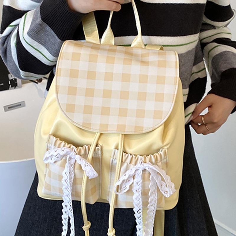 Autumn Cute Bow Backpack Women's Commuter Large Capacity Soft Face Backpack Casual Student School Bag