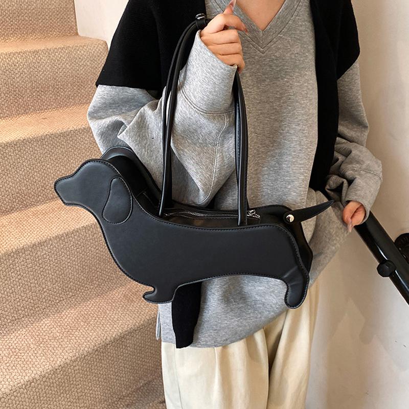 Driedimensionale Teckel Schoudertas PU Leer Retro Handtas Design Okseltas Voor Vrouwen Trend Pendeltas KTY