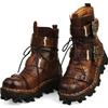Autumn and Winter Men's Leather High Top Desert Short Boots, Motorcycle Boots, Thick Soled Punk Leather Boots