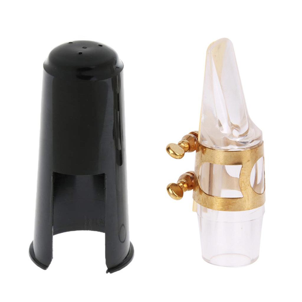 Alto Saxophone Transparent Mouthpiece E flat Crystal Mouthpiece Kit Set with Cap  Clip  Reed Portable for Music Player