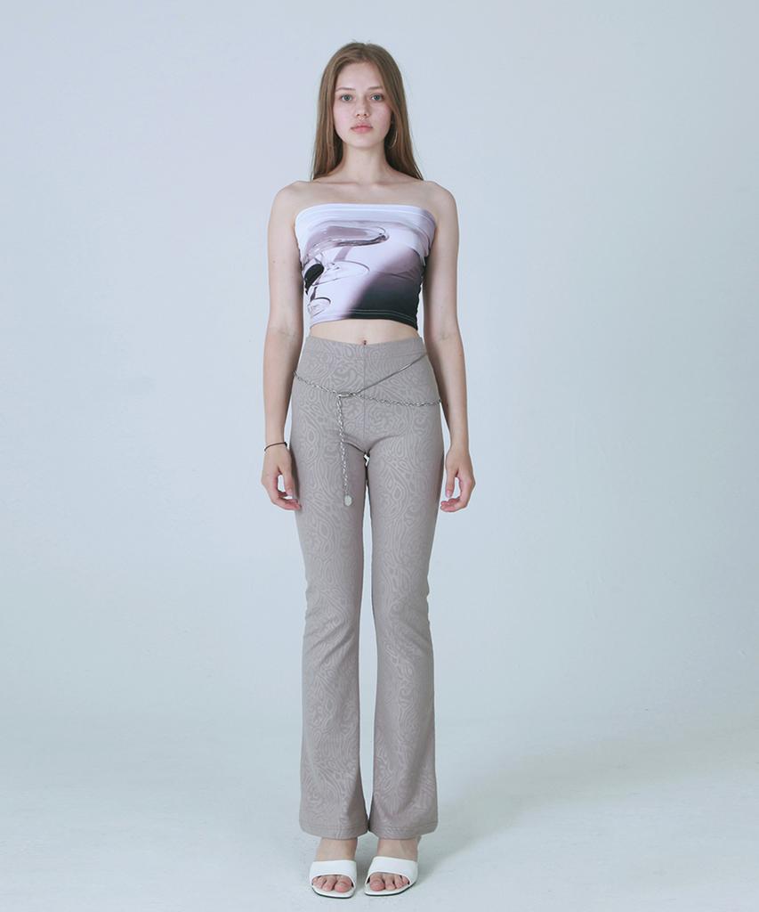 Assei Paisley Bell Bottom Pants [Beige]