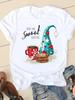 Christmas Fashion Print T-shirt New Year Women Clothes Winter Watercolor Style Cute O-neck Graphic Lady Casual Female Shirt Tee
