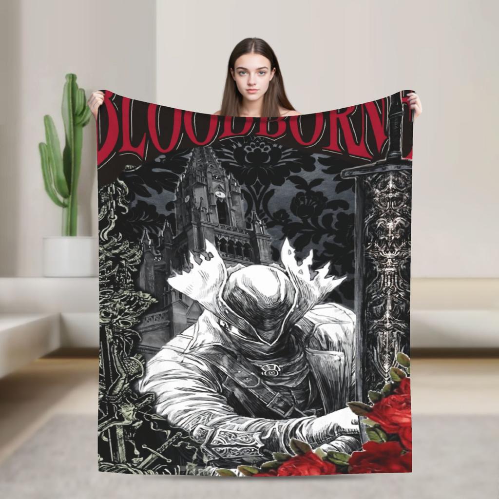 Bloodborne Dark Souls Blanket  Warm Soft Print Plush Throw Blanket For Girls Boys Couch Chair Flannel Bedspread Bed Cover