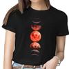 Duże Rozmiary Nowa Zabawna Koszulka z Nadrukiem Księżyca Unisex Białe i Czarne Koszulki Modna Koszulka z Okrągłym Dekoltem i Krótkim Rękawem Letnie T-shirty