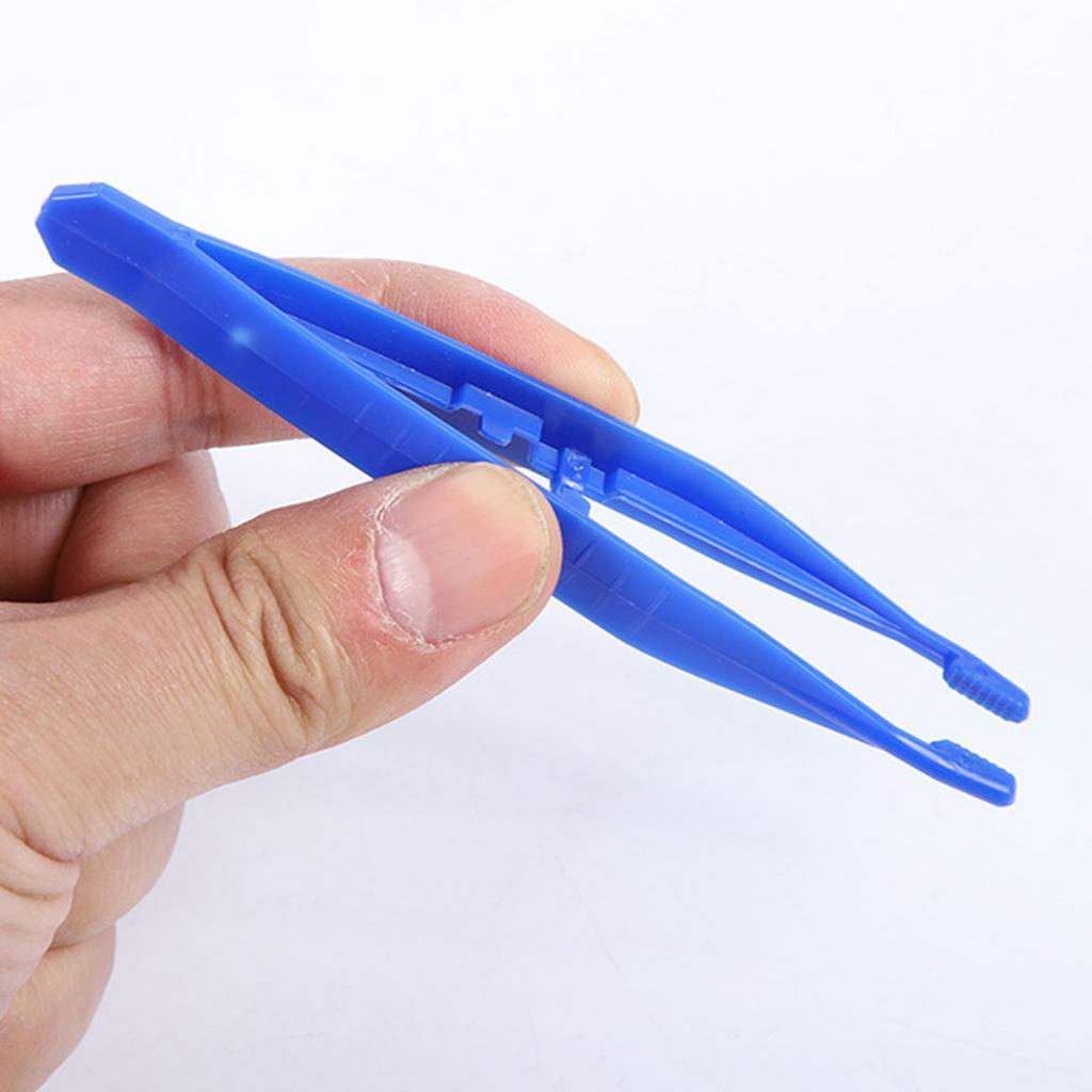 1/10 PCS Disposable Tweezers Small Plastic Craft Tweezers (Blue)