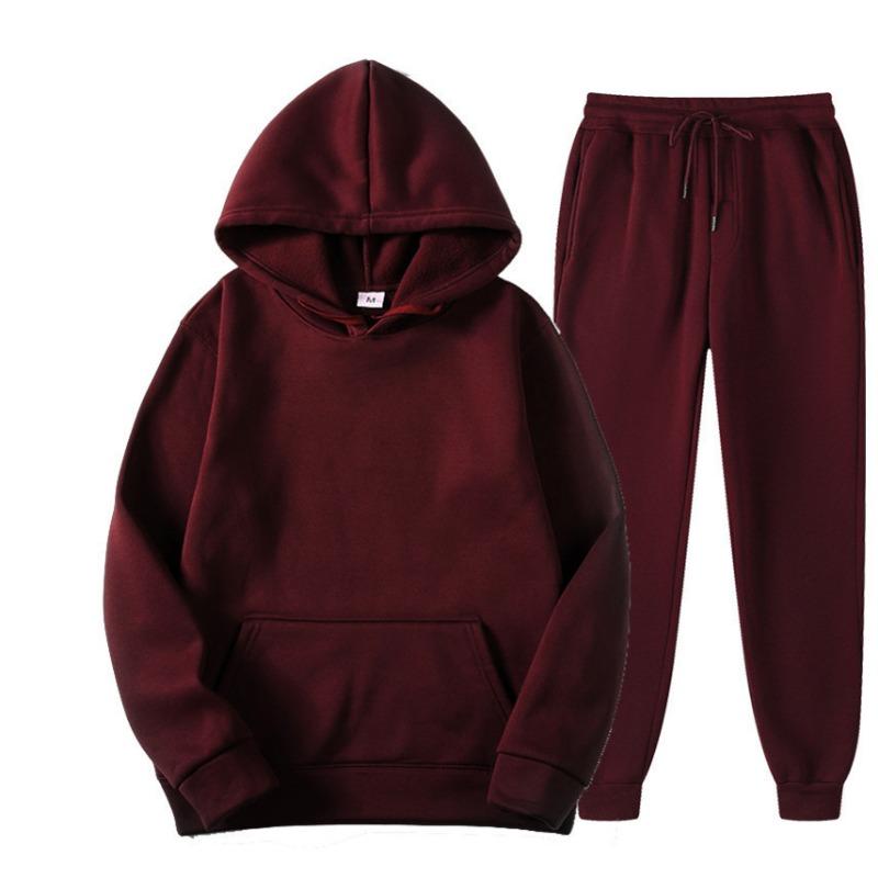 Men's Casual Wear Suit Sportswear Suit Solid Color Pullover + Pants Suit Autumn Winter Fashion Suit